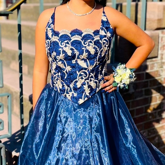 Dresses | Blue And Gold Corset Ball Gown Dress | Poshmark Dresses | Blue And Gold Corset Ball Gown Dress | Poshmark